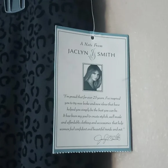 Vintage Jaclyn Smith Black Pull on Pants w Animal Print Textured Spots XL NWT - Picture 6 of 6